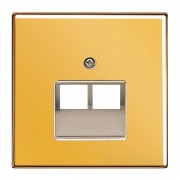 Накладка 2-ая компьютерной/телефонной RJ45/RJ11 розетки наклонная Jung LS Имитация золота