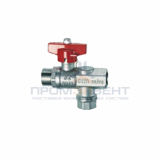 Кран шаровой полнопроходной FAR 3043 - М24x19 x 1/2" (НР/ВР, ручка-бабочка красная, с фильтром)