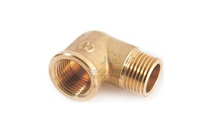 Отвод 90° латунный резьбовой равнопроходный STOUT (НР/ВР) - 1