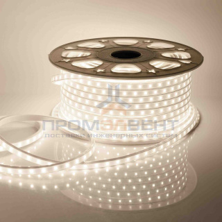 10-63 Светодиодная лента 220В, СТ, 6Вт/м, smd2835, 60д/м, IP65, 600Лм/м, 50м, т/б, 3000К