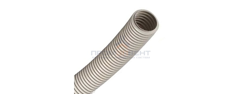 Труба ПВХ гибкая гофр. д.32мм, лёгкая без протяжки, цвет серый [бухта 25м]