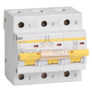 Автоматический выключатель ВА 47-100 3Р 25А 10 кА характеристика С ИЭК (автомат)
