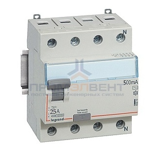 УЗО Legrand DX3 ВДТ 4П 25А 500мА тип AC