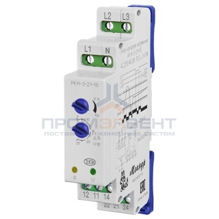 Трехфазное реле контроля напряжения РКН-3-21-15 АС230В/AC400В УХЛ4 асимметричная регулировка порогов